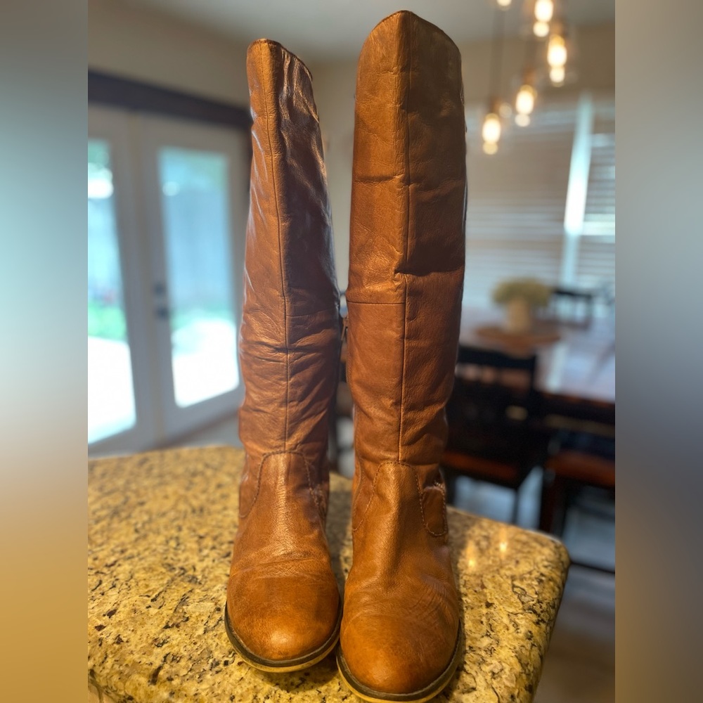 Steve Madden Tall Brown Leather Riding Boots Size 10